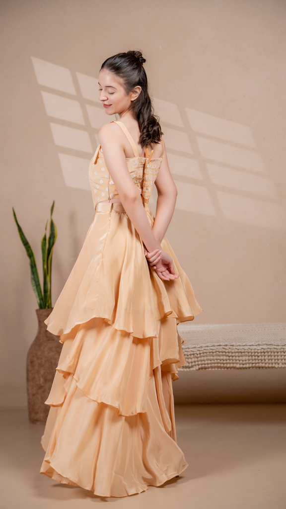 Amalfi Layered Skirt in Peach